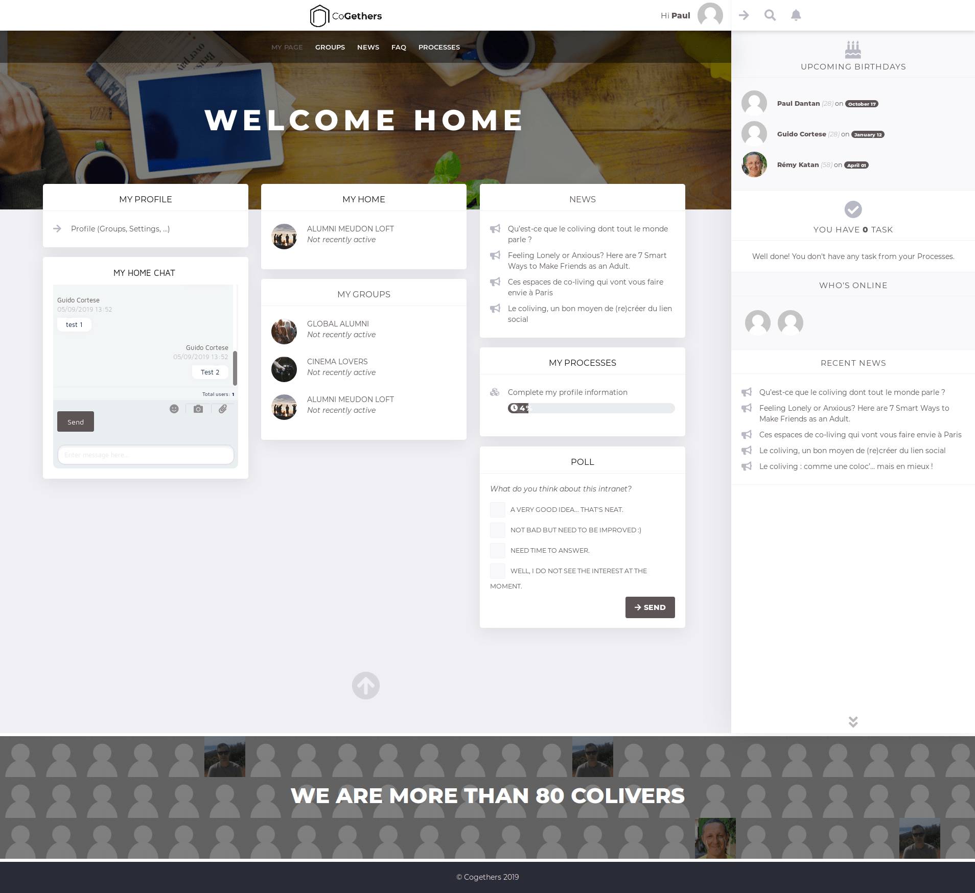 Homepage Intranet CoGethers